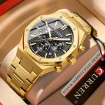 Curren 8440 Chronograph Men’s Watch- Golden/Black - Image 3