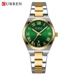 Curren 9095 Stainless Steel Ladies Watch- Silver Golden/Green - Image 5