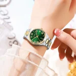 Curren 9095 Stainless Steel Ladies Watch- Silver Golden/Green - Image 2
