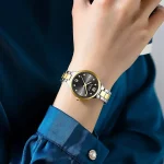 Curren 9105 Stainless Steel Ladies Watch- Silver Golden/Black - Image 2