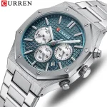 Curren 8440 Chronograph Men’s Watch- Silver/Green - Image 3