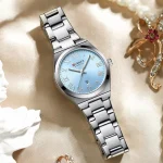 Curren 9095 Stainless Steel Ladies Watch- Silver/Sky Blue - Image 3