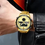 Curren 8384 Dual Time Men’s Watch- Golden - Image 2