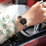 Poedagar 505 Ceramics Chain Ladies Watch- Black/Rose Gold - Image 2