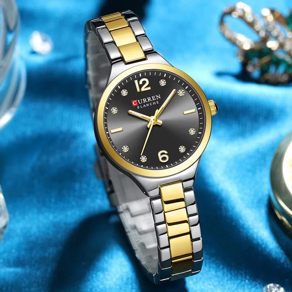 main_imageSac008929a1ed4dcfb6047d0de31b08407 Curren 9105 Stainless Steel Ladies Watch- Silver Golden/Black - Image 1