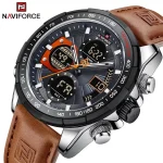 Naviforce 9197 Dual Time Leather Belt Men's Watch- Brown - Image 3