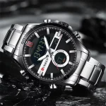 Curren 8384 Dual Time Men’s Watch- Silver/Black - Image 3