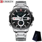 Curren 8384 Dual Time Men’s Watch- Silver/Black - Image 5