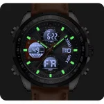 Naviforce 9197 Dual Time Leather Belt Men's Watch- Brown - Image 2