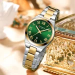 Curren 9095 Stainless Steel Ladies Watch- Silver Golden/Green - Image 3