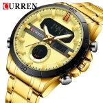 Curren 8384 Dual Time Men’s Watch- Golden - Image 5