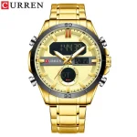 Curren 8384 Dual Time Men’s Watch- Golden - Image 6