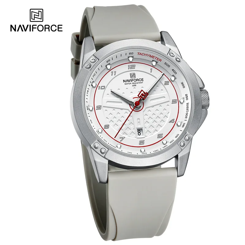 2025-08-12-1755005930250-S97ca6447dba442449b53596d6f672947V-jpg Naviforce 8031 Rubber Belt Men’s Watch- Gray - Image 1