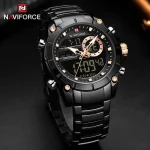 Naviforce 9163 Dual Time Men's Watch- Black