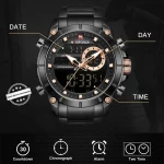 Naviforce 9163 Dual Time Men's Watch- Black - Image 2