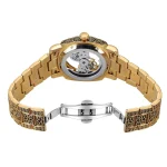 Forsining FSG8248 Automatic Mechanical Self Wind Skeleton Men’s Watch- Golden - Image 2