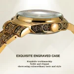 Forsining FSG8248 Automatic Mechanical Self Wind Skeleton Men’s Watch- Golden - Image 5